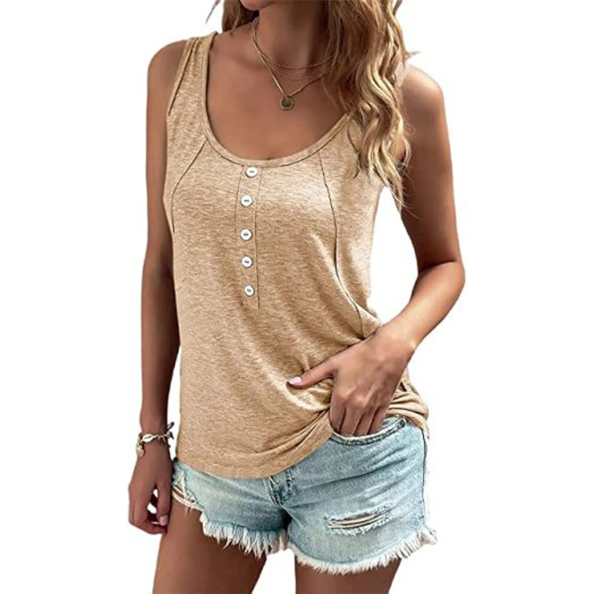 

Womens Tank Tops U Neck Hem Casual Flowy Summer Women Sleeveless Shirts Tunic Tshirts Casual Shirts