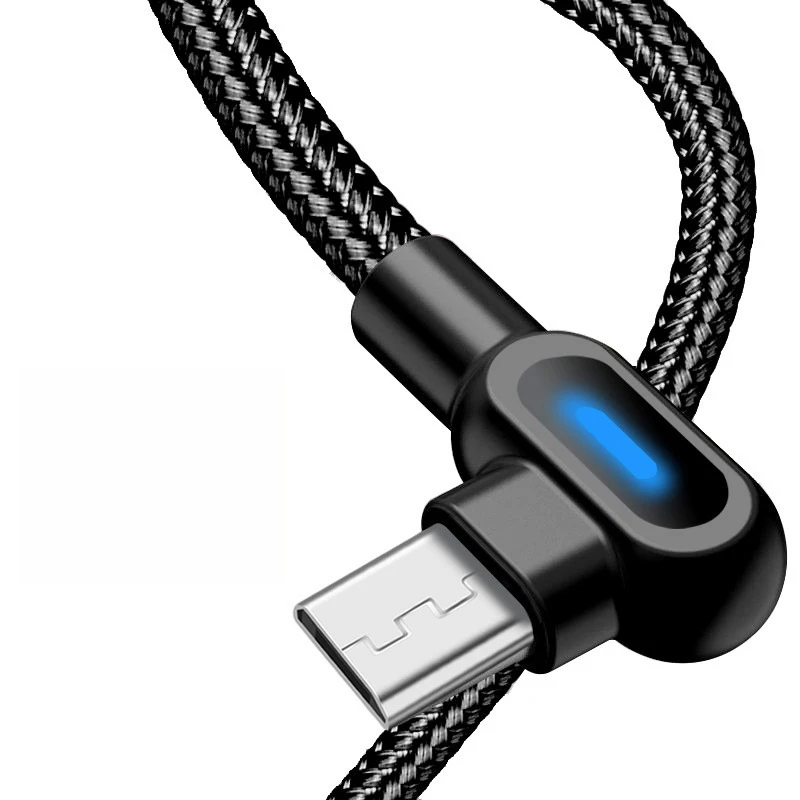 كابل Usb نوع c 2.1a ، 90 درجة ، usb-a ، شحن سريع ، نقل بيانات ، قلب مضفر نايلون للهاتف الذكي ، s23