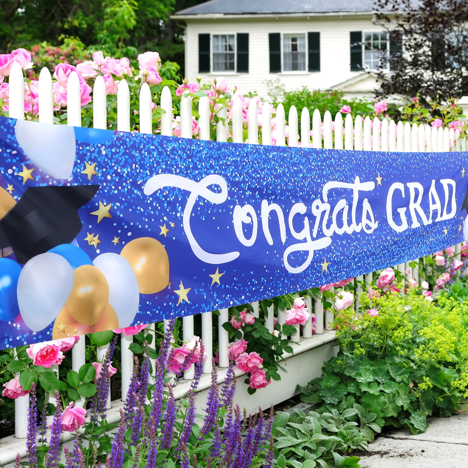 

Graduation Banner Polyester Cloth Decorative Backdrop Congratulation Grad Party Photo Background Congrats Grad Banner