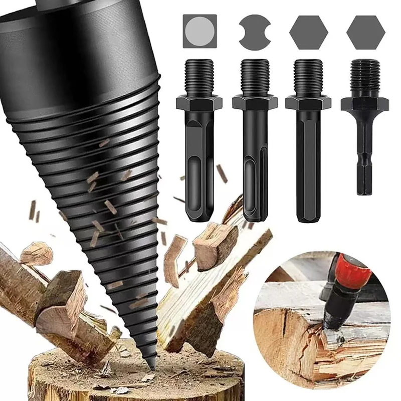 

6pcs 32/42mm Firewood Splitting Drill Bit Wood Splitter Screw Cone Square SDS PLUS Hex Shank For Impact Driver Hammer Hand Drill