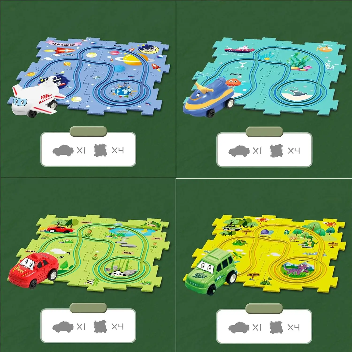 Kids Car Track Set,Puzzle Racer Car Track Set,Puzzle Racer Car Track,Car Track Puzzle,Puzzle Track Car Play Set(5/15PCS,4IN1)