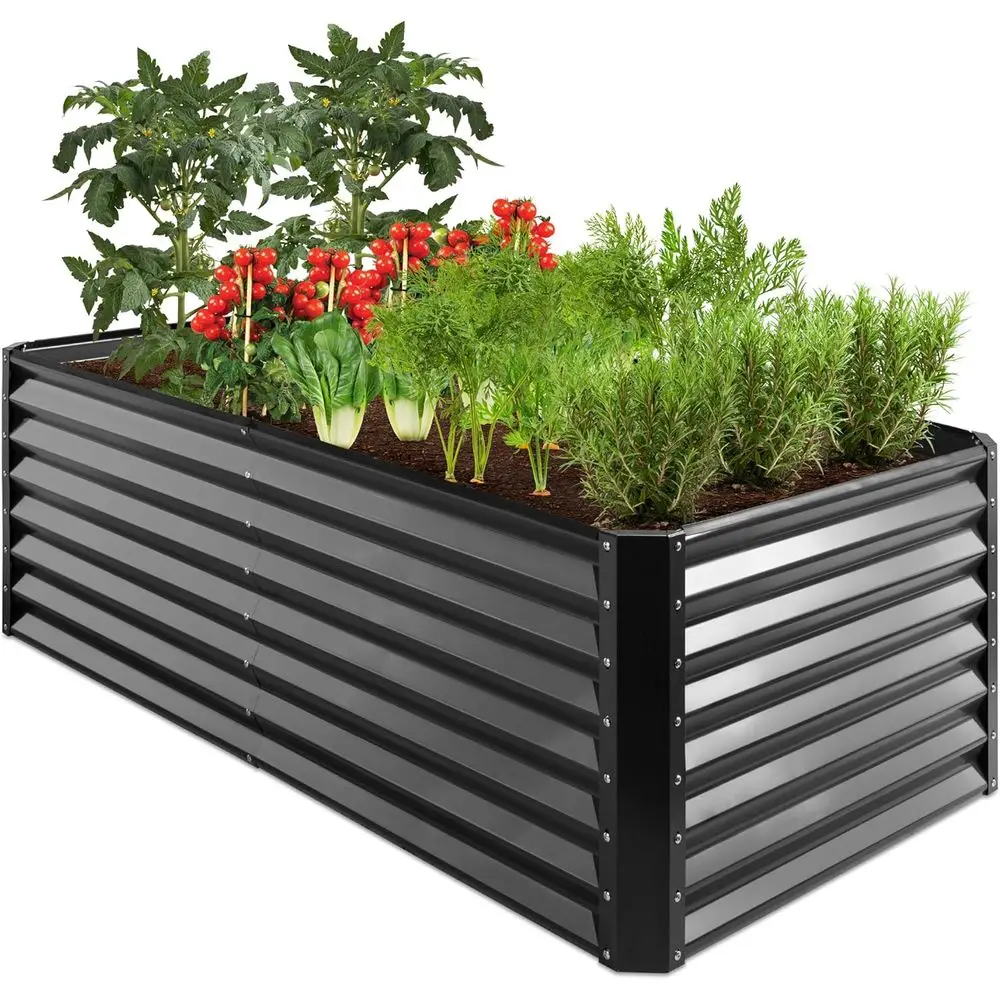 

6x3x2ft Outdoor Metal Raised Garden Bed for Deep Root Plants, Vegetables, Flowers, Herbs - 269 Gallon Capacity, Non-Toxic Gray