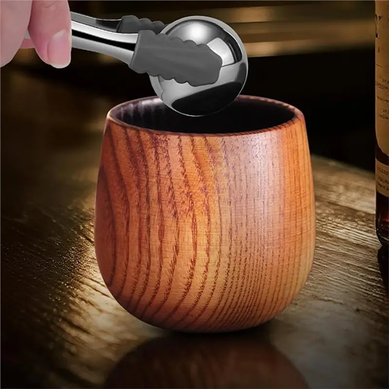 ABUN Whiskey Glasses Set Handmade Charred Wooden Glass with Stones Tongs Gifts for Men Dad