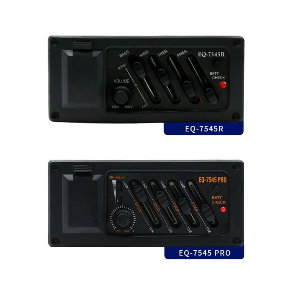 4 الفرقة الغيتار لاقط المعادل موالف EQ 7545R الصوتية الغيتار Preamp مكبر للصوت قابل للتعديل الغيتار ملحق EQ التعادل