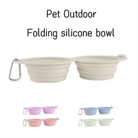 Foldable Dog Bowl Silicone Double Bowl Puppy Food Container Healthy Safety Pet Travel Drinking Bowl for Dogs Cat Feeder Dish