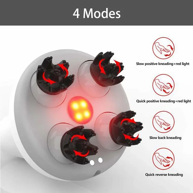 EMS Micro Current Head Massager Intelligent Waterproof Electric Promote Hair Growth Deep Tissue Kneading Octopus Scalp Massager