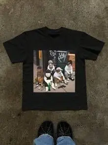 تي شيرت جديد فضفاض ومريح من القطن الخالص بأكمام قصيرة مع أنماط طباعة مضحكة ومتفجرة للرجال والنساء #3