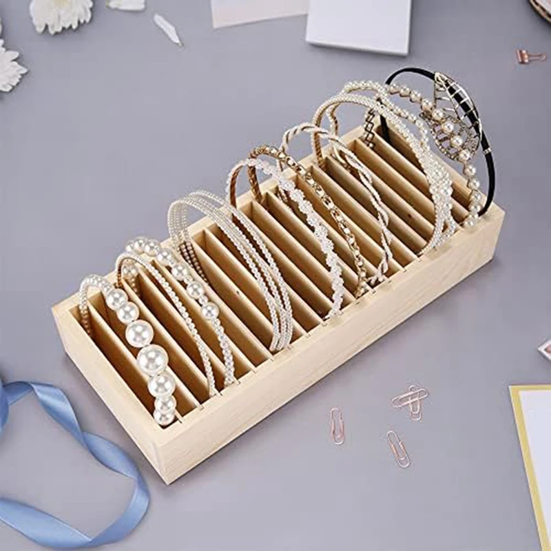 

1 PCS Headband Holder Hairband Storage Display Box Wood Scrunchie Storage Organizer For Girls, Headband Display Stand