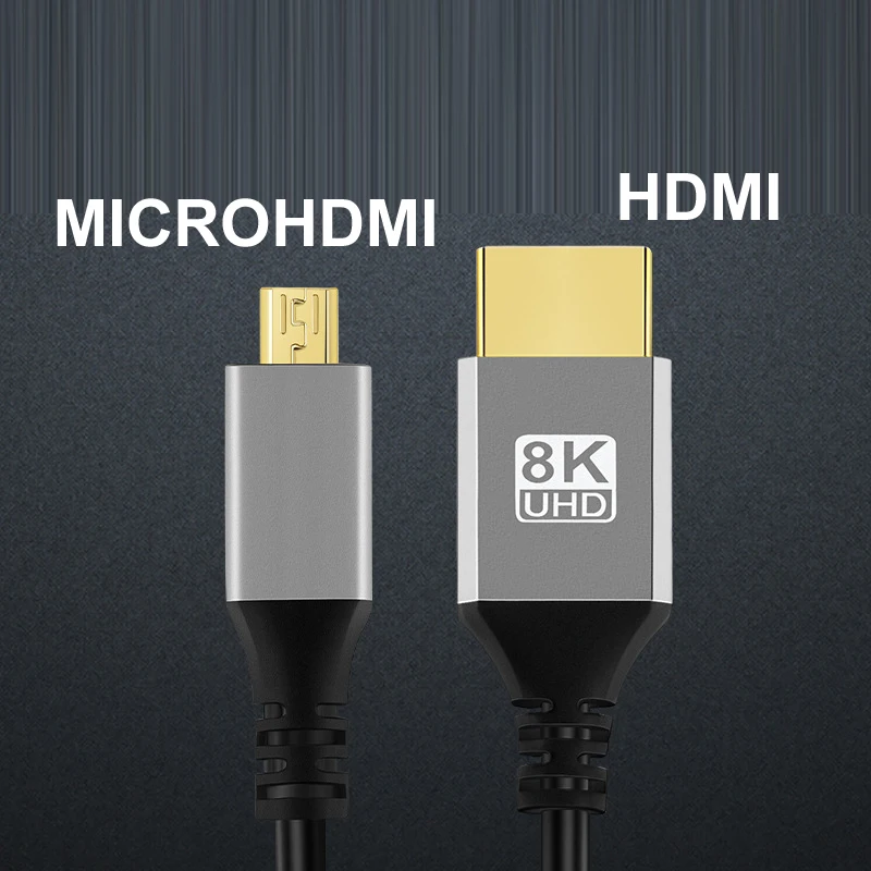 8K@60Hz Mircohdmi Micro HDMI-Compatible V2.1 Cable 48Gbps Ultra High Speed HDR For Laptop Projector PS4 PS5 HDTV Cord   1m/2m/3m