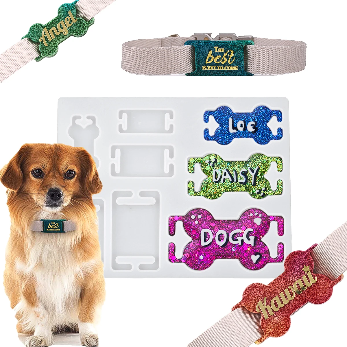 

DIY Cat Dog ID Tag Silicone Mold Handmade Pet Necklace Epoxy Resin Mold Engraving Name Tag Customized Dog Tag Personalized Craft