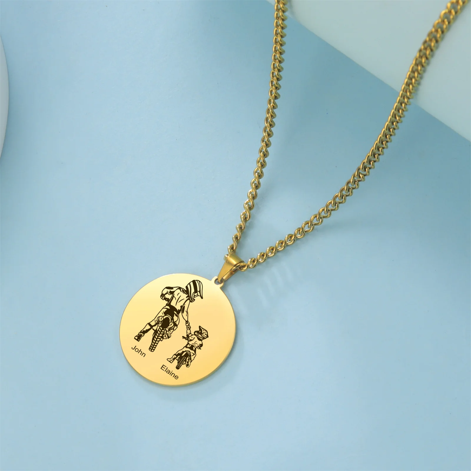 تخصيص اسم تاريخ دراجة نارية أبي الأسرة قلادة الفولاذ المقاوم للصدأ شخصية نحت اسم متسابق سباق هدية