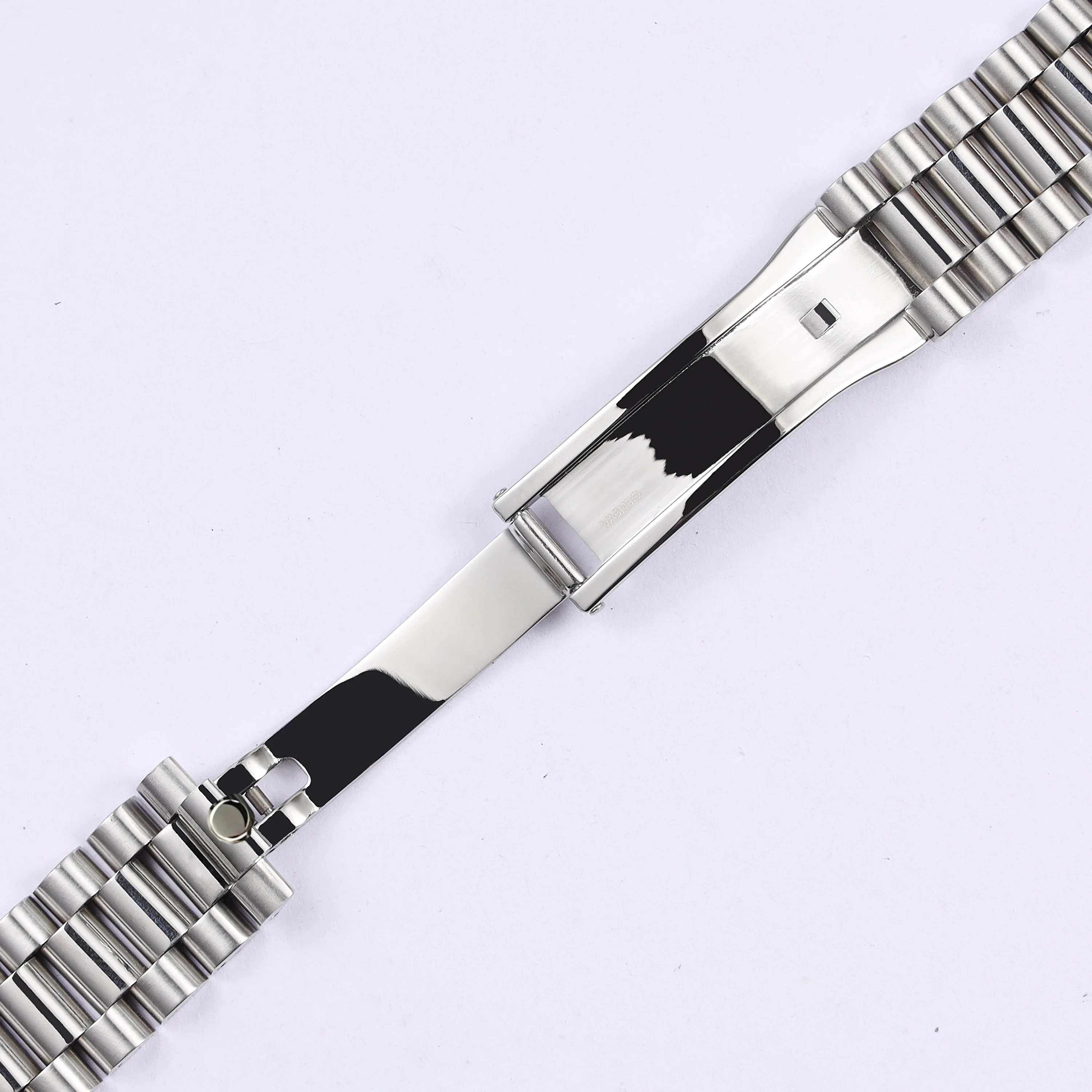 20mm Solid Curved End Screw Links Deployment Clasp Stainless Steel Wrist Watch Band Bracelet President Strap For Rolex Date