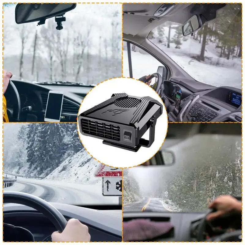 12V/24V 2 In 1 Car Heater Heating/Cooling Fan For Auto Window Demister With Fast Heating 360 Degree Rotation For Truck RV SUV