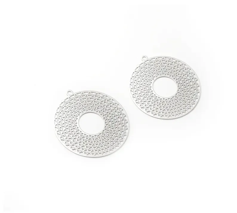 10pcs Round Circle Charm, Brass Sun Charm, Filigree Round Charm, Earring Findings, 32.3x30mm, Jewelry Supplies -RP310