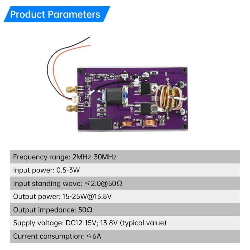 DC12-15V 2Mhz-30Mhz Shortwave Transceiver Power Amplifier Module Signal Transmitter with Low Pass Filter