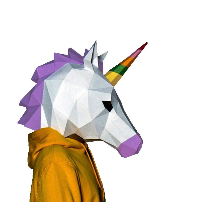 

Cosplay Mask 3D Papercraft Paper Adult Maskking Unicorn Halloween Horror masque visage Costume for women DIY Toys Art Party