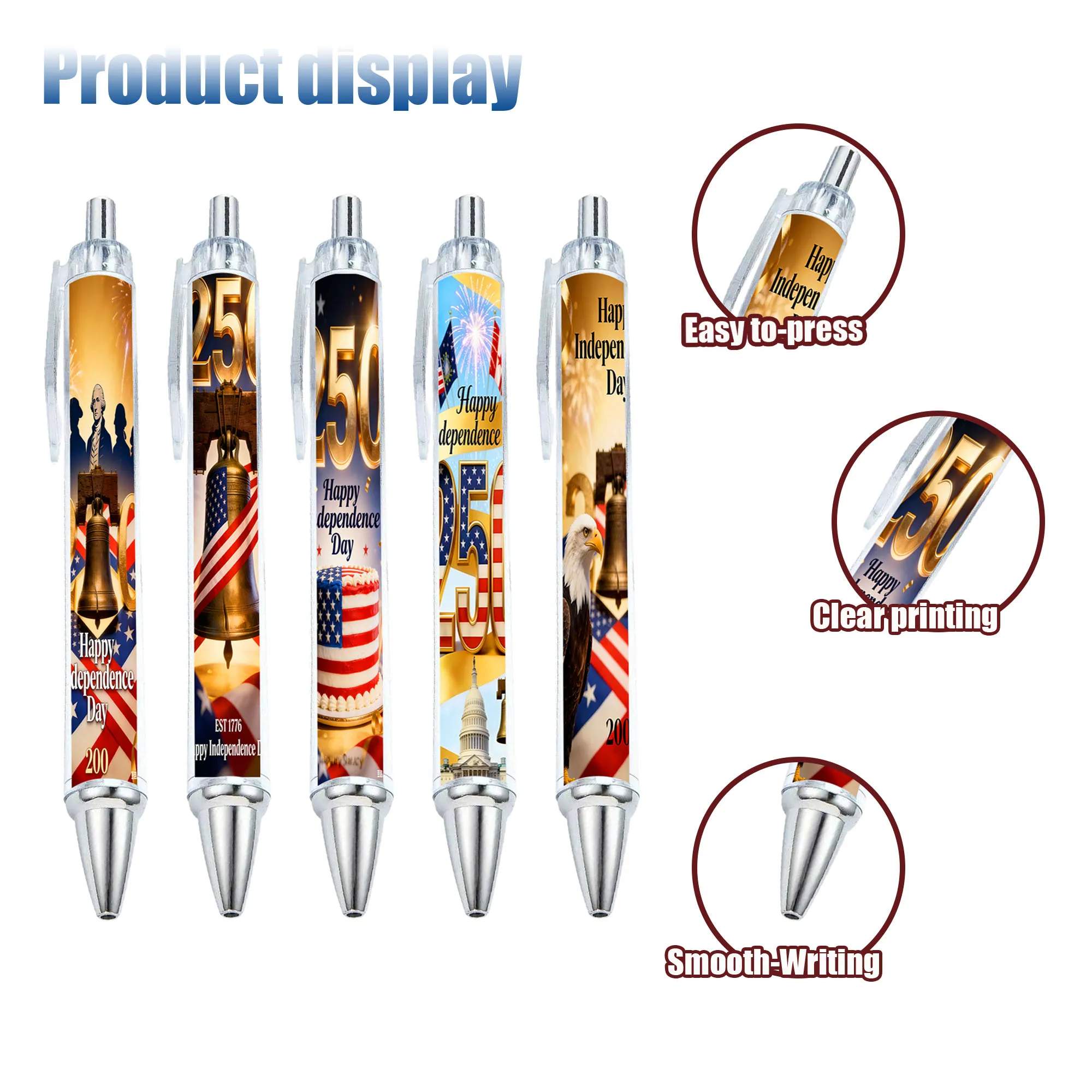 

5pcs American Independence Day ballpoint pens, exquisite Independence Day commemorative gift pens, student handwriting