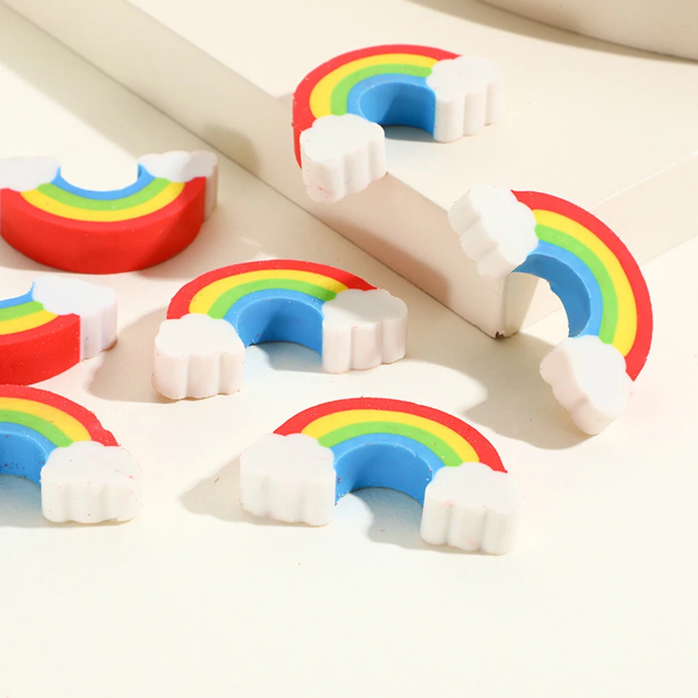 

100 Pcs Rainbow Erasers Cute Cartoon Mini Portable Decorative Pencil Office Adorable Drawing Accessory TPR Material Smooth Erase