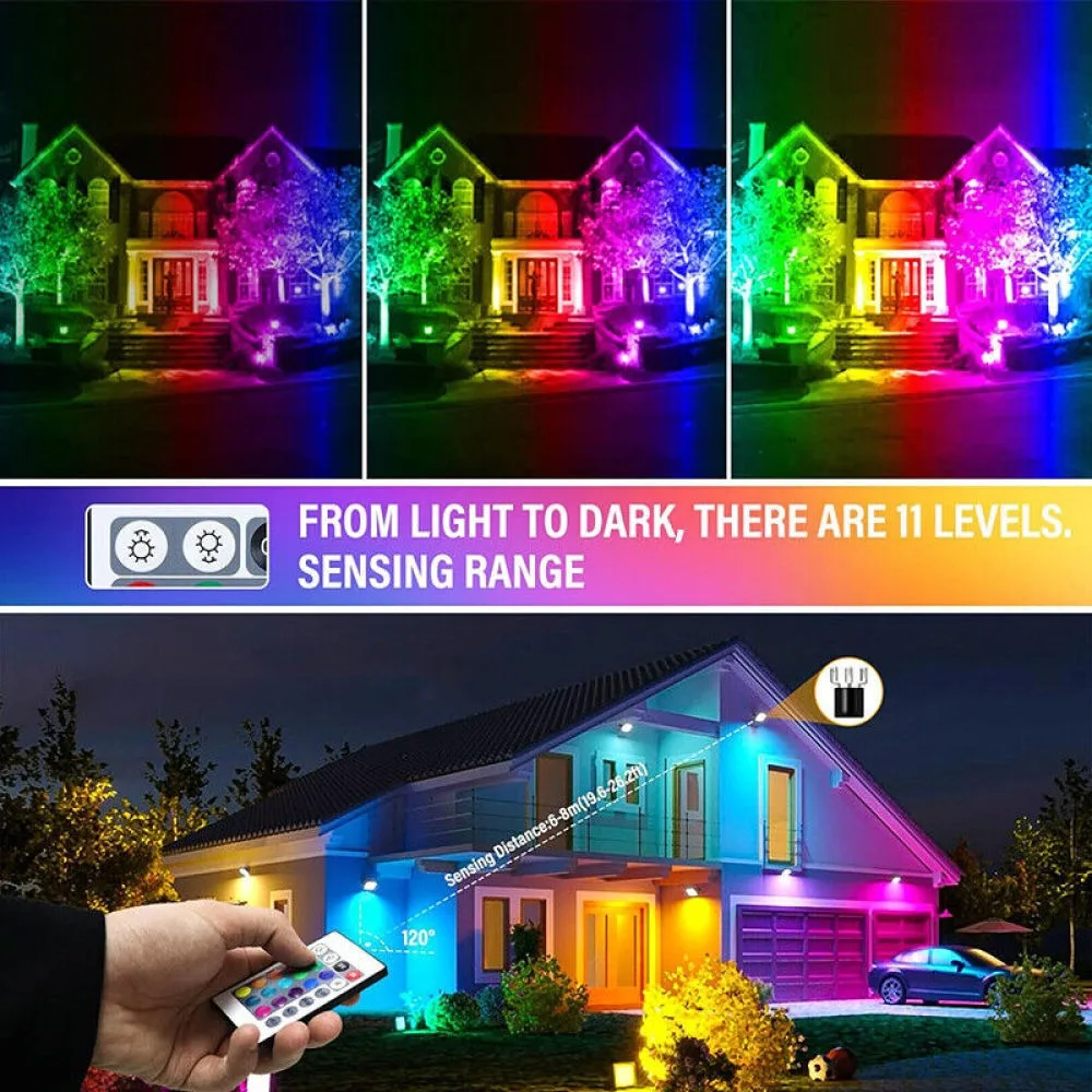 RGB LED الكاشف الإضاءة في الهواء الطلق 220 فولت 10 واط 30 واط 50 واط 100 واط IP66 مقاوم للماء في الهواء الطلق RGB عاكس الأضواء مصابيح إضاءة الحديقة