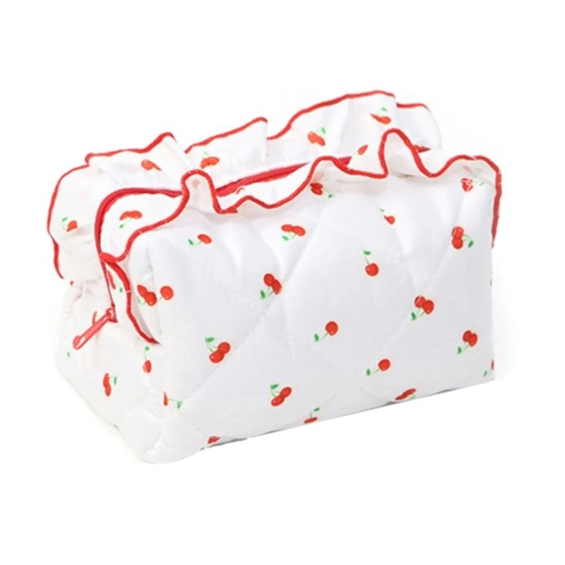 

A3PE Spacious Cotton Makeup Bag With Flower Design Storage For Travel And Daily Use