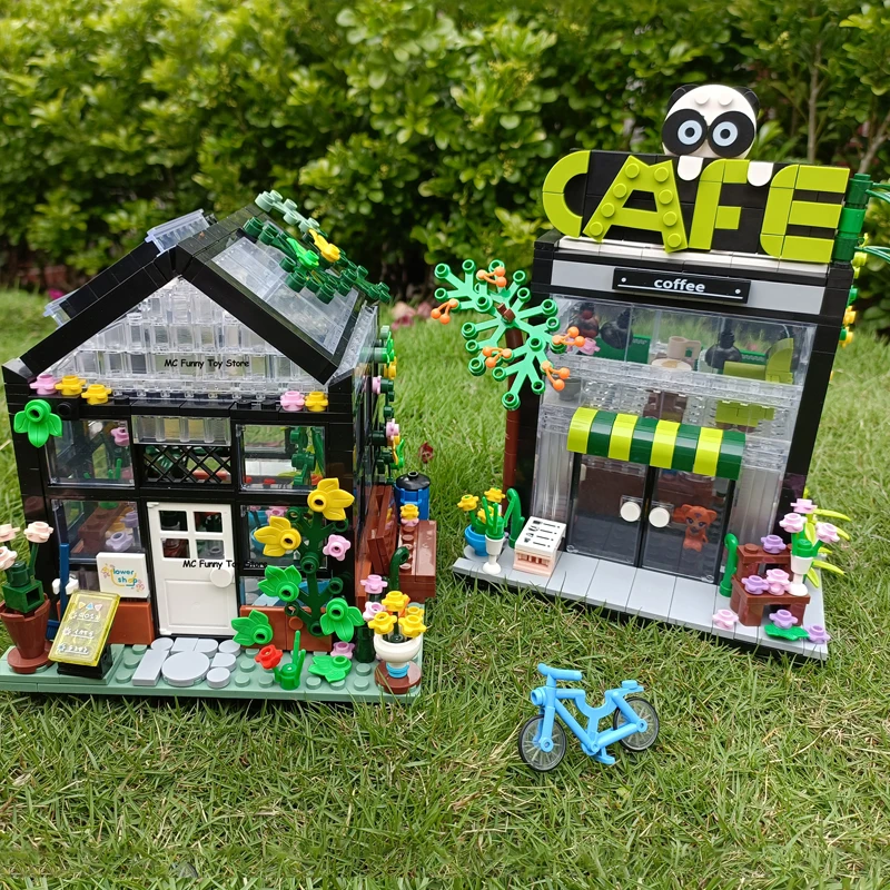 MOC Creative Flower Bouquet Store House Model Building Block City View Holiday Summer Coffee Shop Bricks Girls Toys Kids Gifts