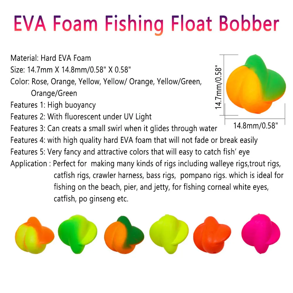 Bimoo 30PCS EVA Foam Fishing Float Bobber Buoys Walleye Spin Floats Strike Indicator for Walleye Rigs Pompano Rigs Surf Fishing