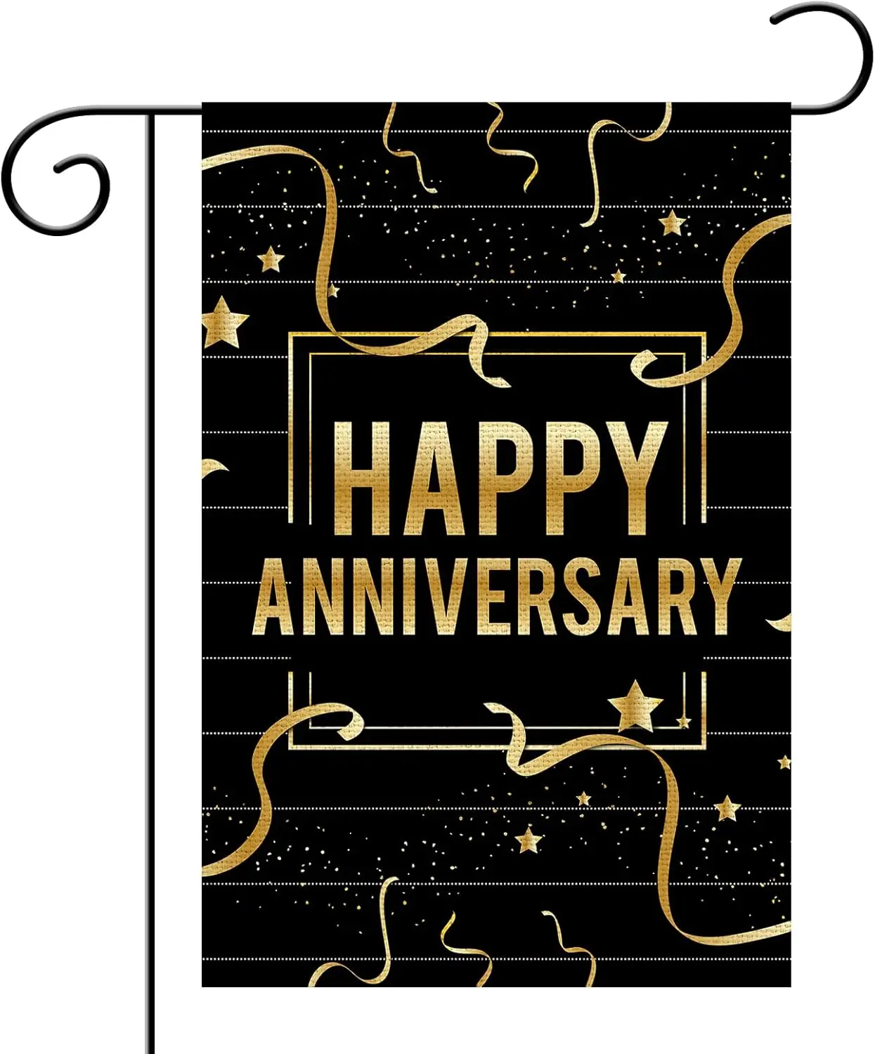 Happy Anniversary Garden Flag, Double Sided Burlap Vertical Wedding Anniversary Party Yard Sign, Anniversary Outdoor Decoroation