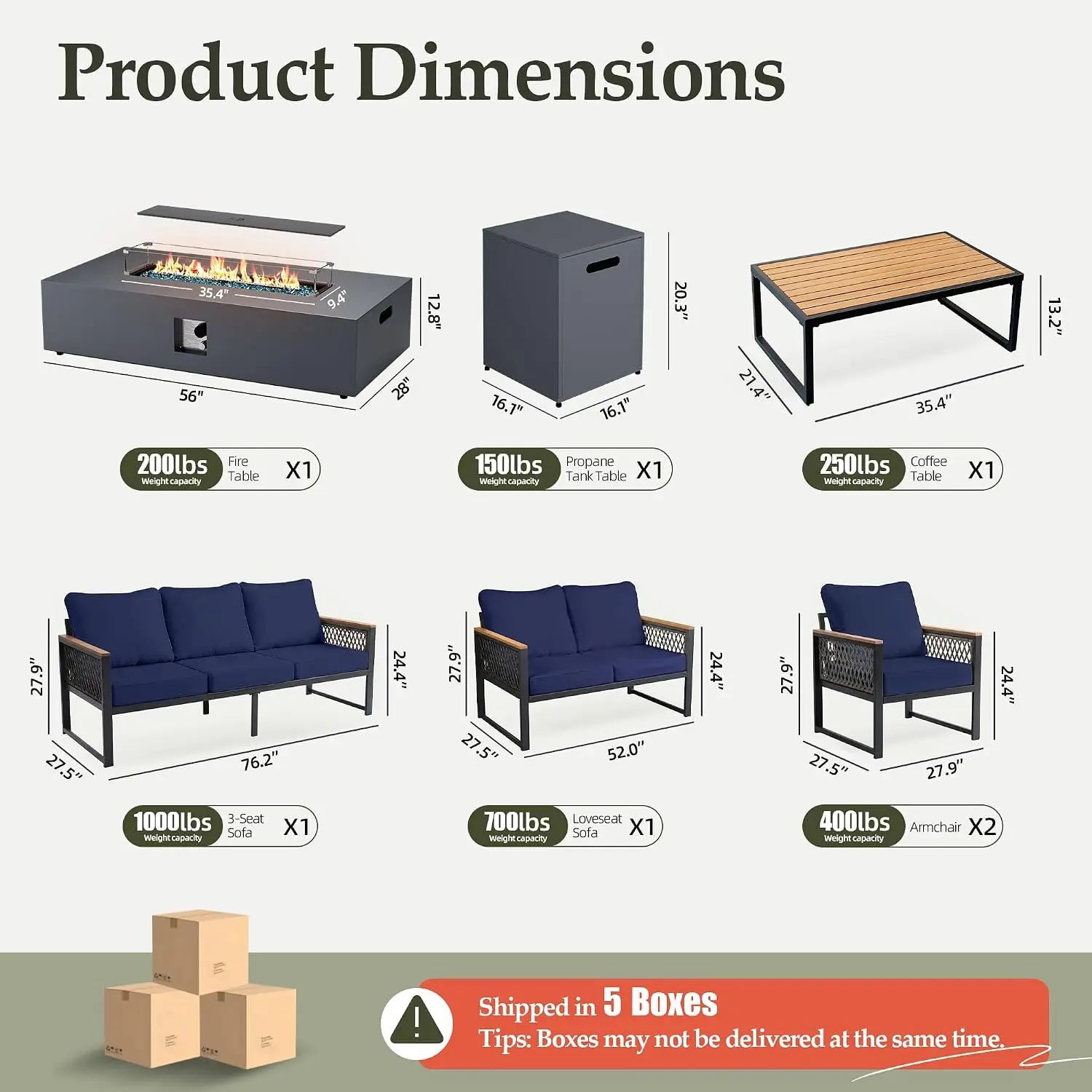 7-Piece Metal Patio Furniture Set With 42