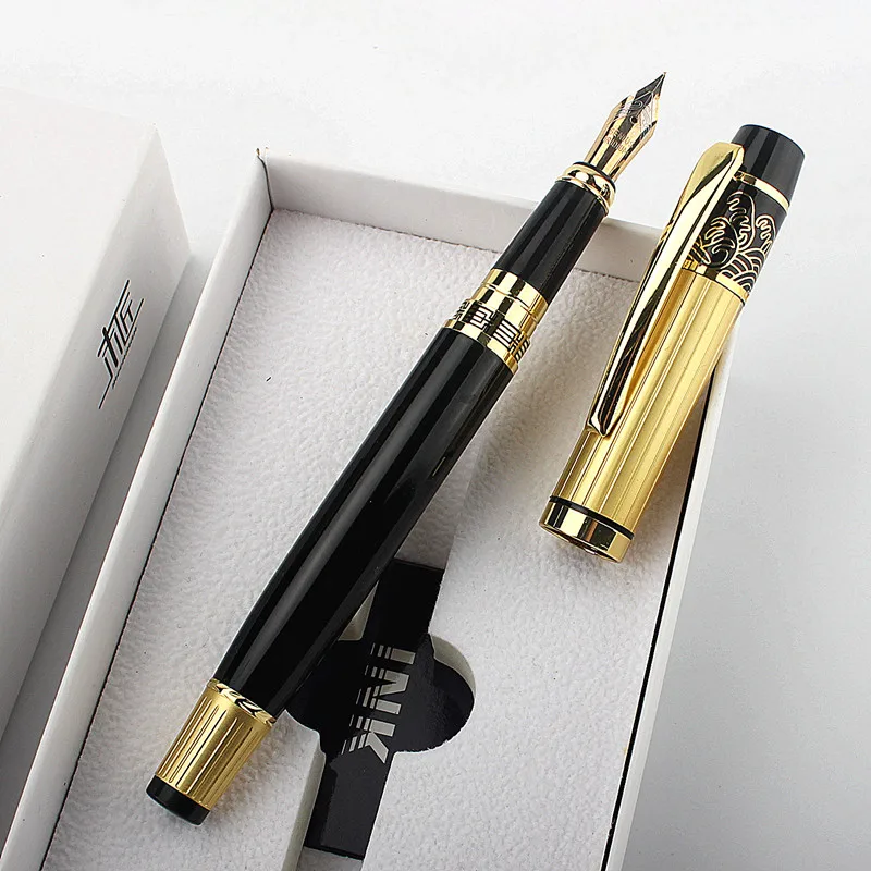 

NEW High Quality Fountain Pen Gift matte Black gold 0.5mm NIB PEN 0.5mm Office school supplies