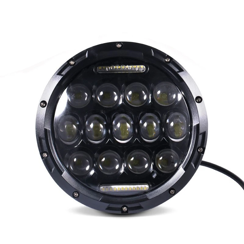 ไฟหน้ารถจักรยานยนต์7นิ้ว LED Beam สูง/ต่ำ, DRL, 40W lampu depan LED รอบดวงตานางฟ้า