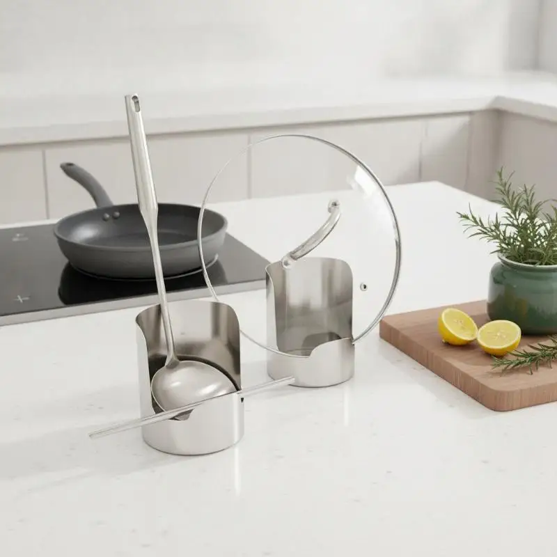 Stainless Steel Pot Lid Utensil Holder Multipurpose Kitchen Organizer Countertop Storage for Spoons Ladles Cutting Boards