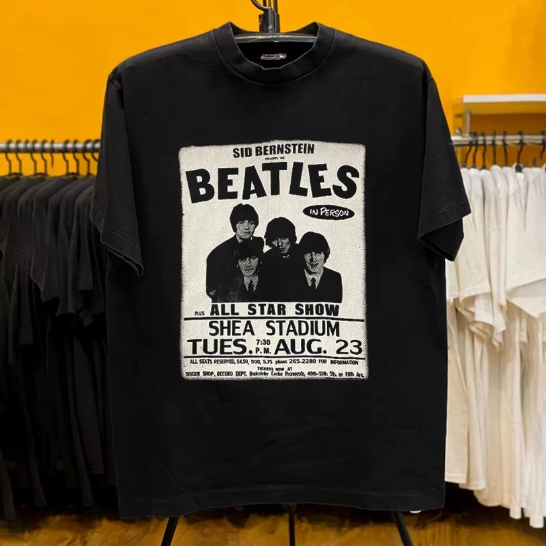 

The Beatles Rock and Roll Retro T-shirt Autumn Fashion Sports Pure Cotton Men's T-Shirt Children's Clothing Tee Y2k Woman