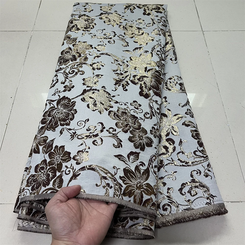 

2025High Quality African Nigerian Tulle Lace Fabric Embroidery Silk Fabric French Dress Prom Party Gown For Sewing 5Yards YXZ189