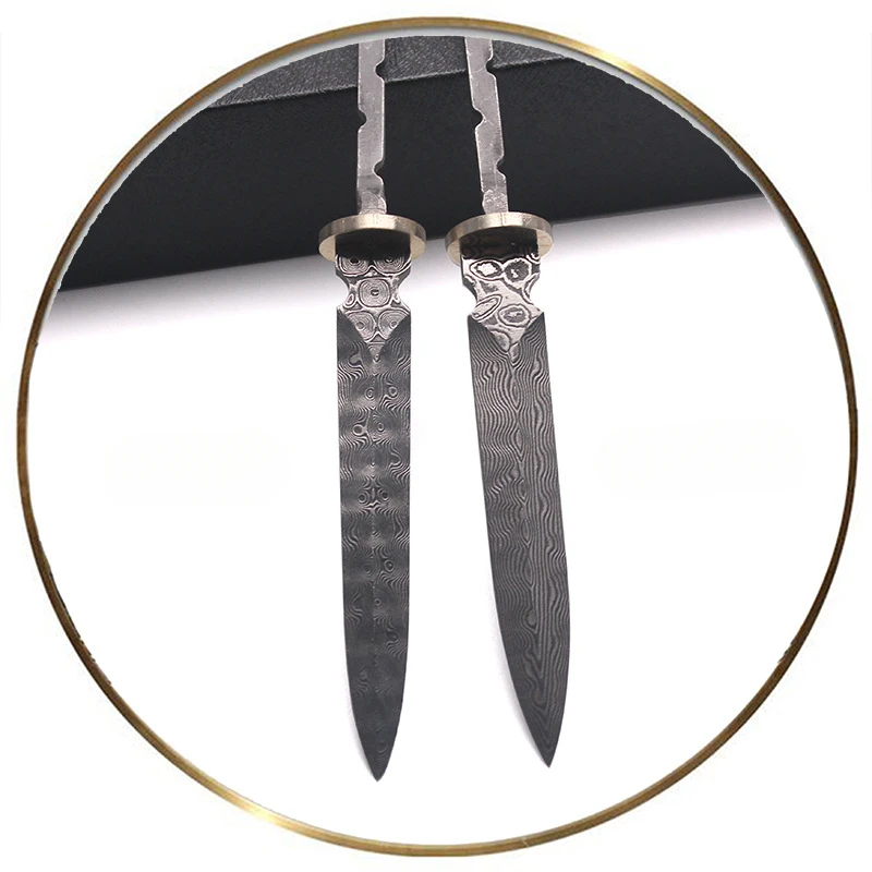 7cm Damascus Tea Knife Embryo Tea Cutter Tool Tea Needle Embryo  Utensils Semi-finished Ceremony Accessories