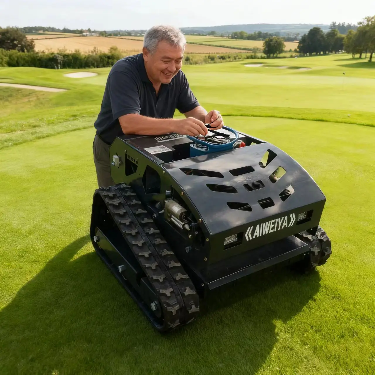 

Индивидуальный новейший популярный интеллектуальный дизайн газонокосилки AWY с дистанционным управлением в 2025 году с восхождением по катанию до 45 лет. °