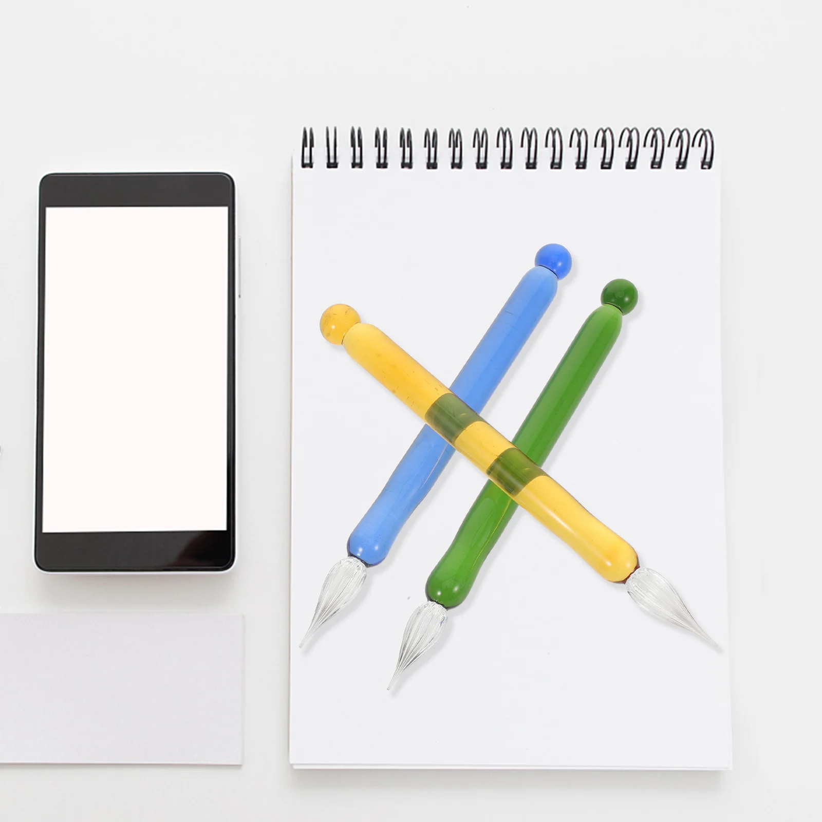 

3Pcs Colored Glass Dip Pen Transparent Ergonomic Design for Detailed Writing Calligraphy Art Projects Smooth Ink Set