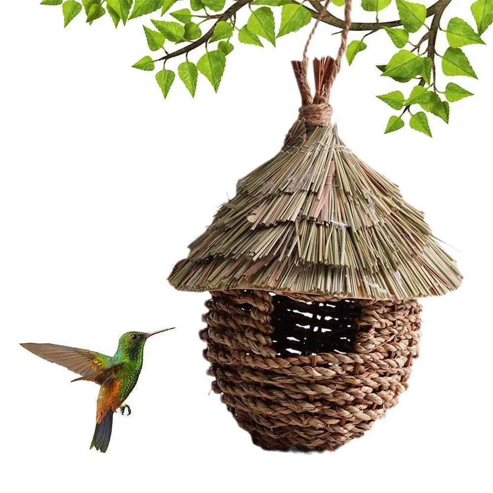 

Bird Nest Handmade Grass Weaving Hanging Tree Bird Supplies House Hummingbird Garden Woodpecker Nest Bird Sparrow U6h4