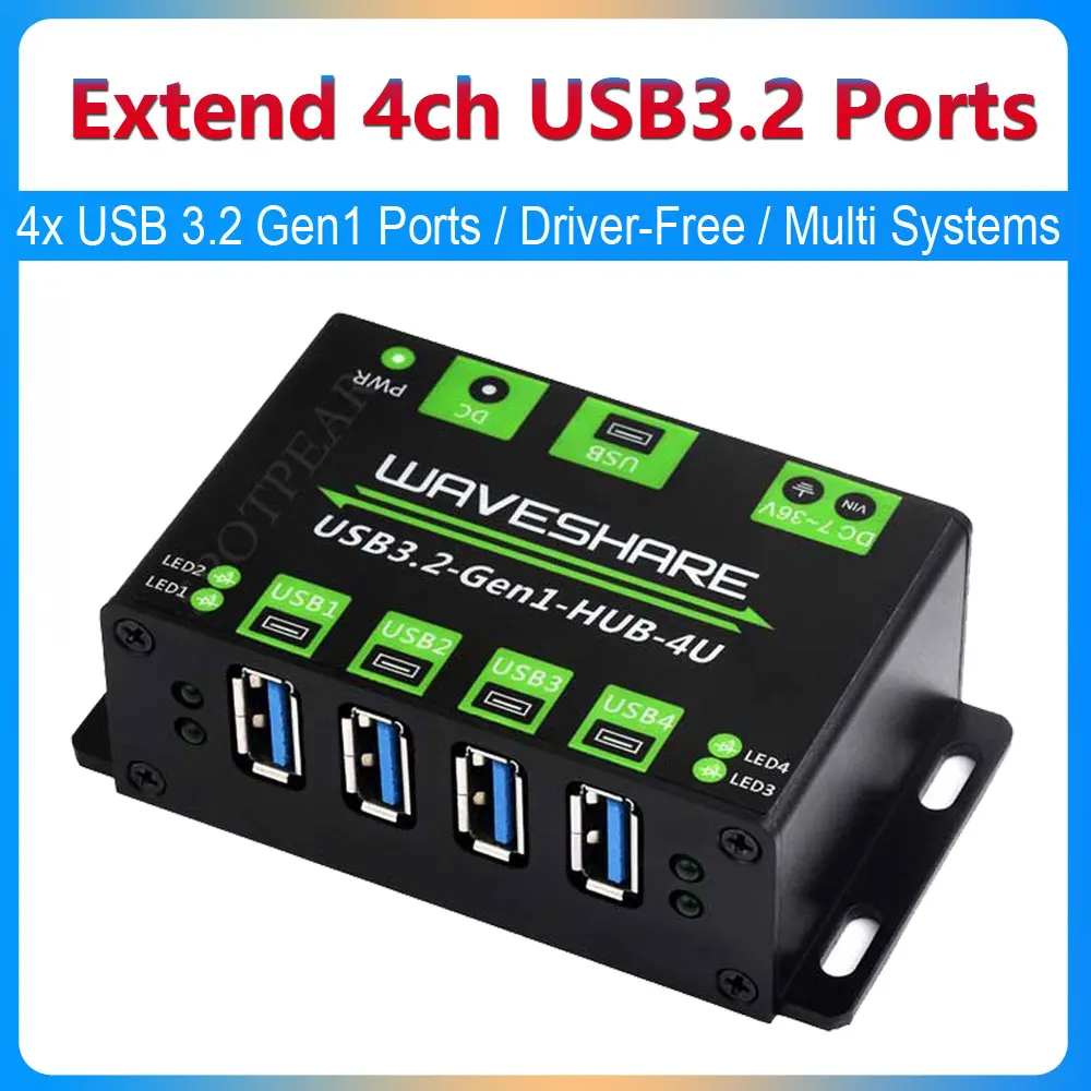 

Industrial Extending 4x USB 3.2 Gen1 Ports Onboard 7~36V DC power port Driver-Free Plug-And-Play For Multi Systems SpotPear