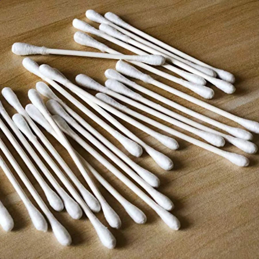 400 pièces CGR coton-tige biologique 100 coton double pointe bâtons de papier blanc paquet de voyage composé (8 paquet de 50 écouvillons au total) (4