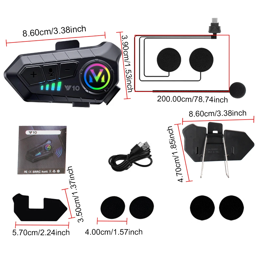 Earphone Music Player Speaker Waterproof Hands-free Wireless Earphone BT5.3 Helmet Headset Intelligent Noise Reduction 1000mAh