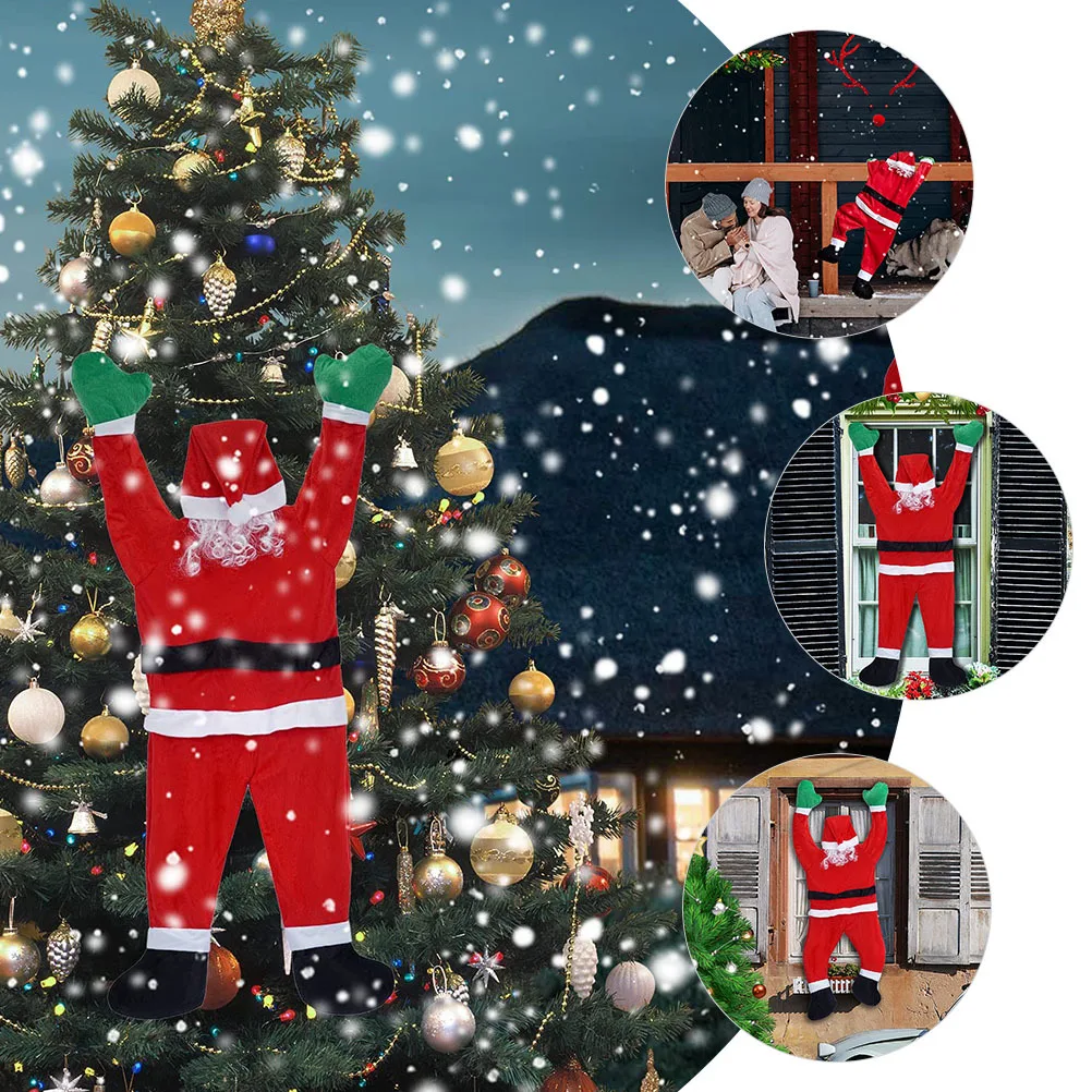 

Climbing Santa Claus Hanging Christmas Decoration for Indoor Outdoor Wall Tree Roof Gutter Decor Festive Holiday Ambience