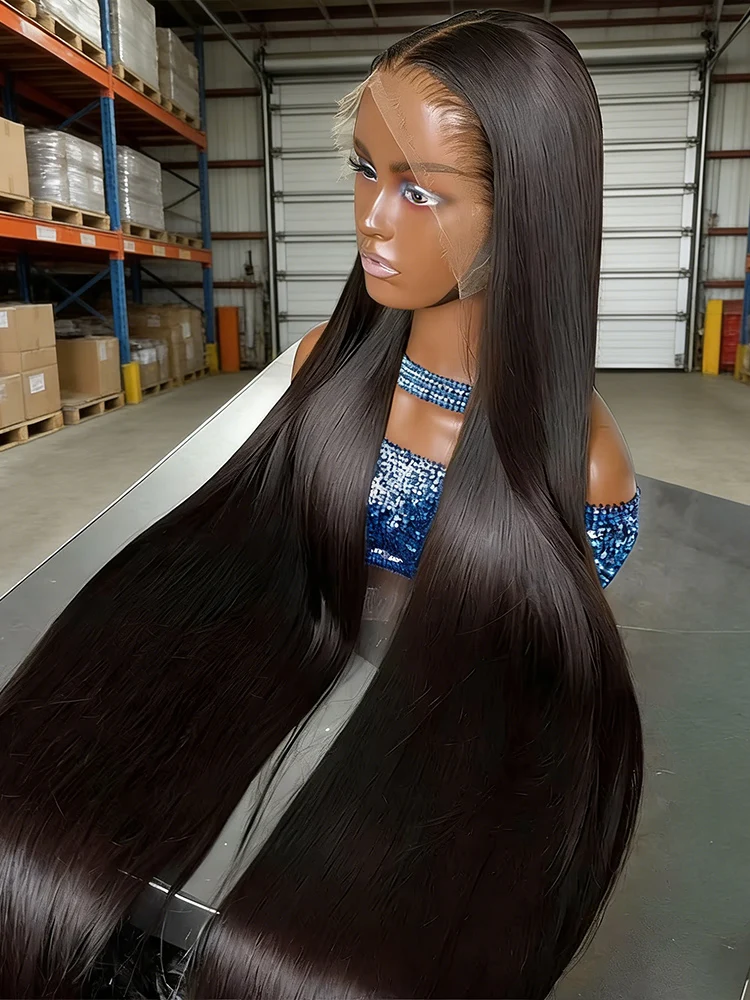 

Парик из натуральных волос без клея, 250% плотность, 40 дюймов, вьетнамский, с HD кружевной фронтальной частью 13x4/13x6, шелковисто-прямые волосы, предварительно выщипанные.