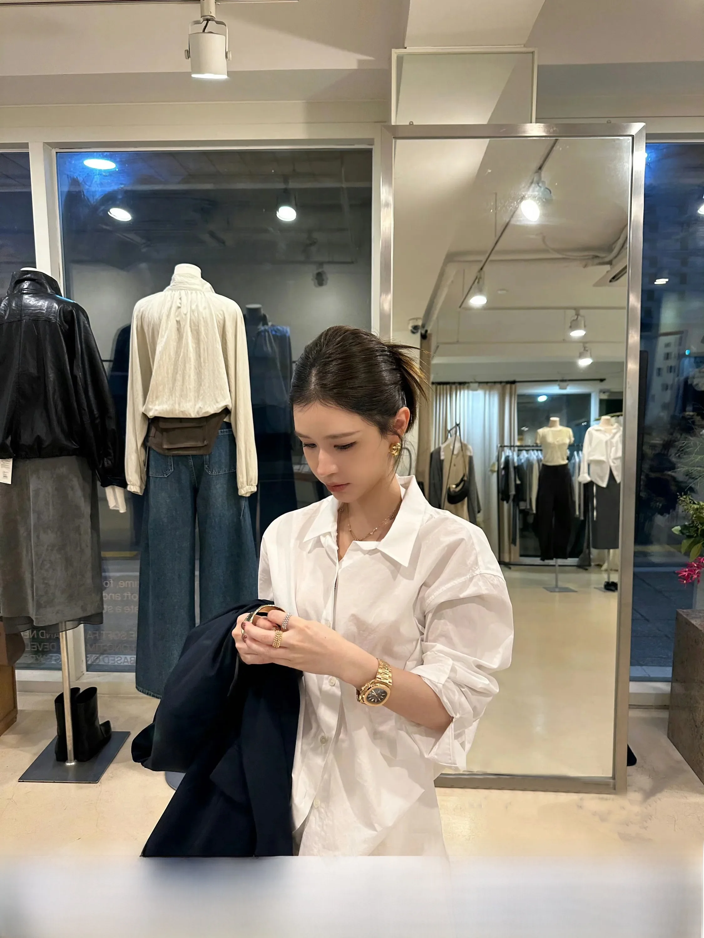 

Lilylikes Chic Cotton Loose Shirt Versatile Wear White Shirt Casual Style Long Sleeve Button Closure Breathable Women's Shirt