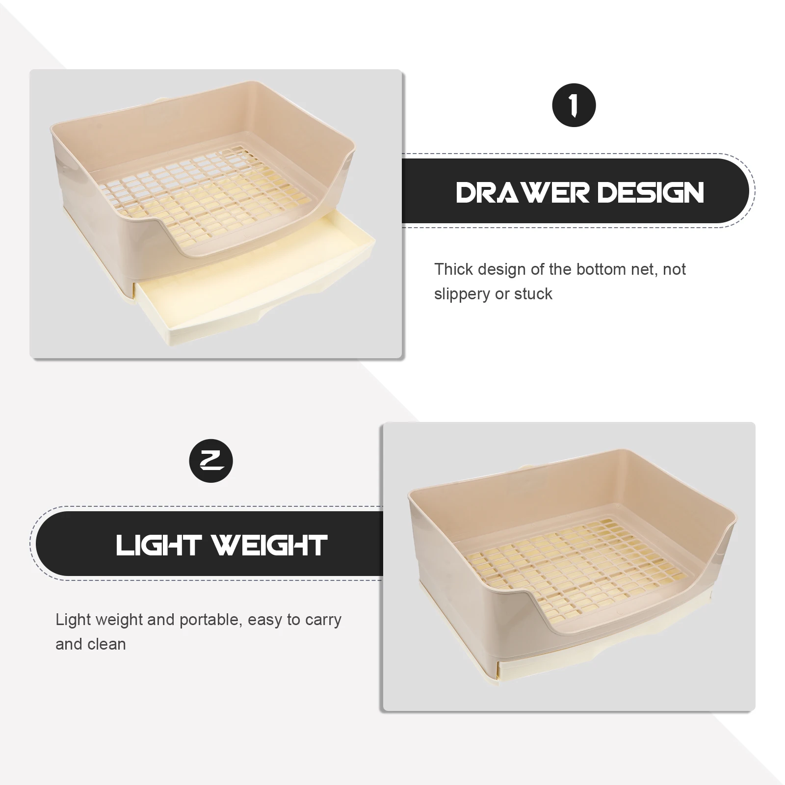 Rabbit Toilet Large Space Drawer Design Pet Potty Training Litter Tray Portable Easy Clean Non Slip Bottom Thick Net