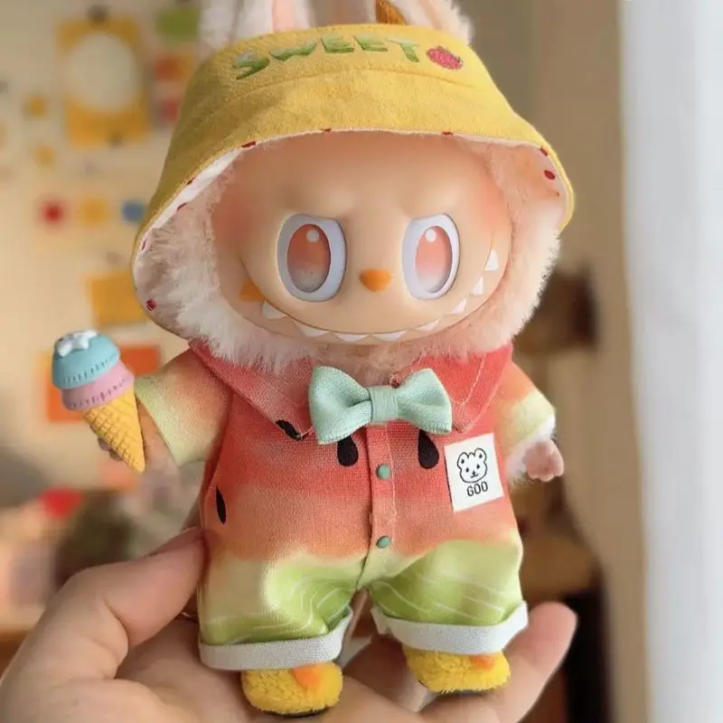 

For Labubu Clothes 17cm Three-Generation Blind Box Universal Summer New Watermelon Dopamine Doll Clothes Change