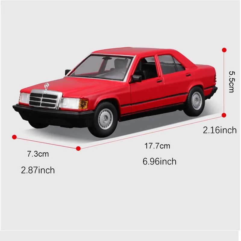 Bburago-Modèle réduit de voiture Mercedes Benz 190E, en alliage moulé sous pression, échelle 1:24, véhicule l'inventaire à collectionner, idéal comme cadeau, décoration