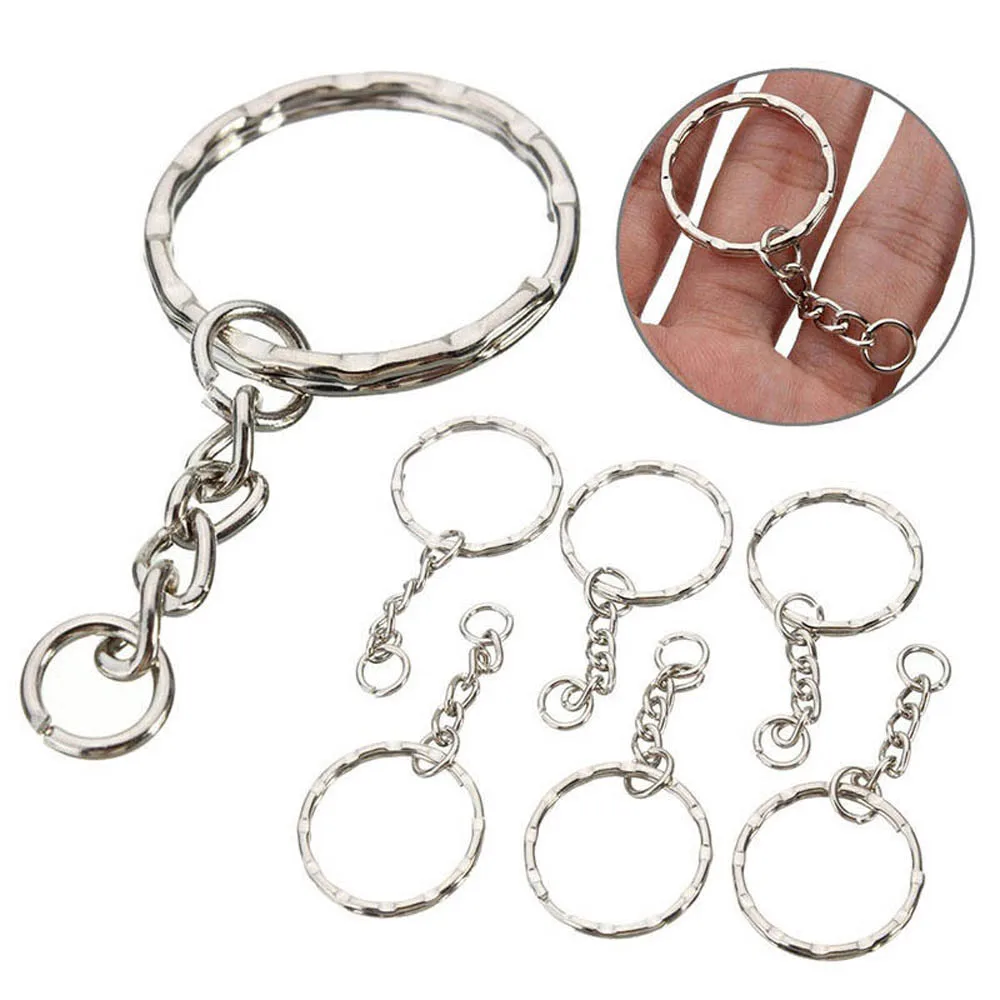 

25mm Jewelry Polished Silver DIY Keychain Short Chain Key Fob Keyring