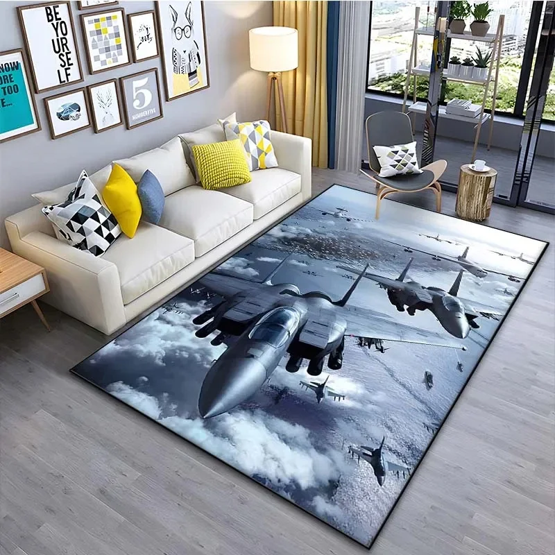3D Airplane Fighter Pattern Floor Rug 15 Size Living Room Bedroom Bedside Bathroom Floor Mat Area Rug Carpets Cloakroom Decor