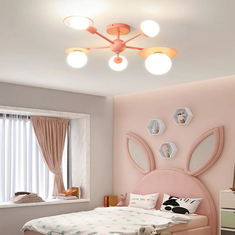 Nordic Chandelier Children Bedroom Glass Lampshade Cartoon LED Child Lamp for Girl Boy Kids Princess Room Kitchen Lighting