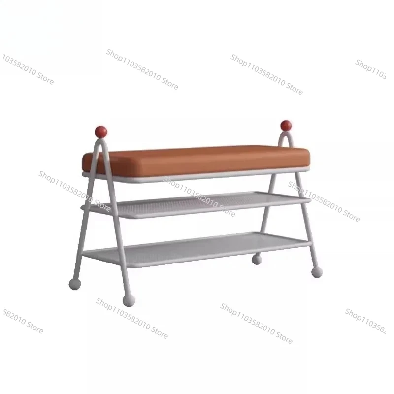 Iron Art Entryway Bench - Multi-Tier Shoe Rack with Seat, Hallway Storage & Shoe Changing Stool